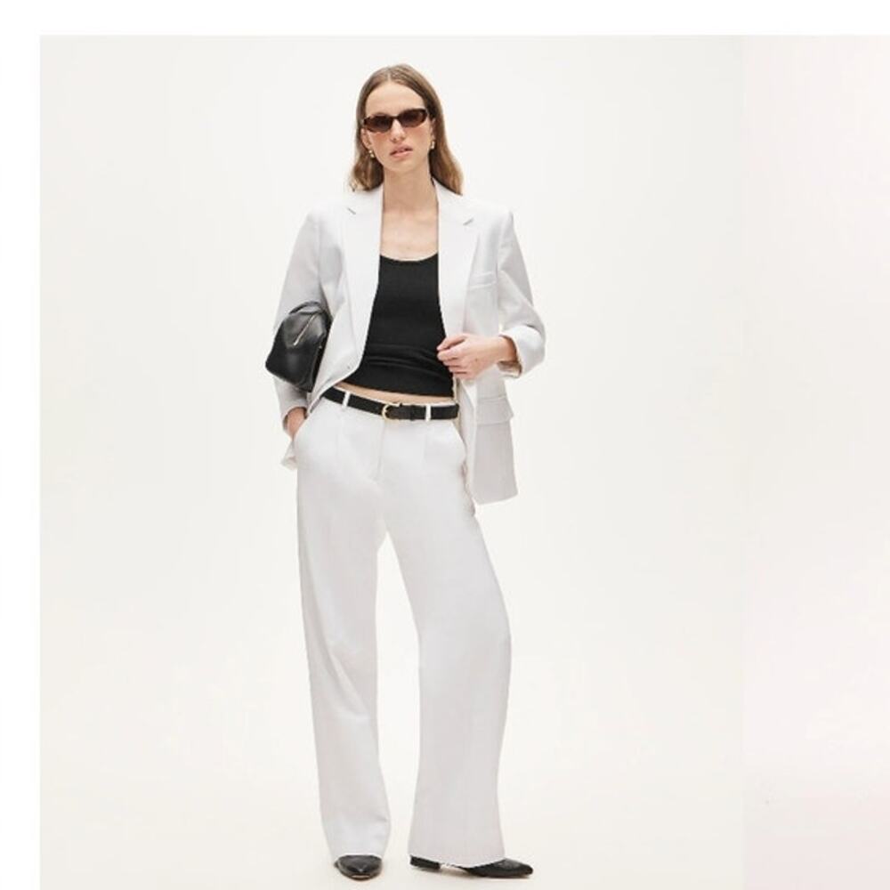 NWT J. Crew Petite Essential Wide-Leg Pant In Gramercy Linen Blend White P8